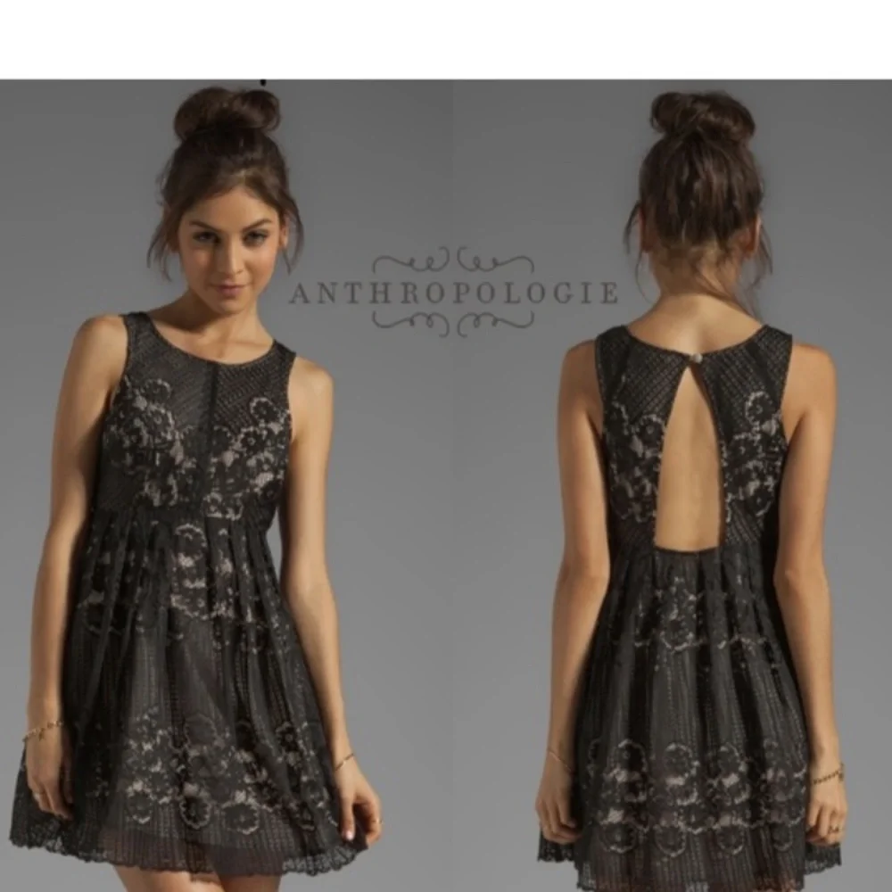 Free People Rocco Black Lace Mini Dress with Nude Liner. Womens Size 2 NWOT - Picture 1 of 16
